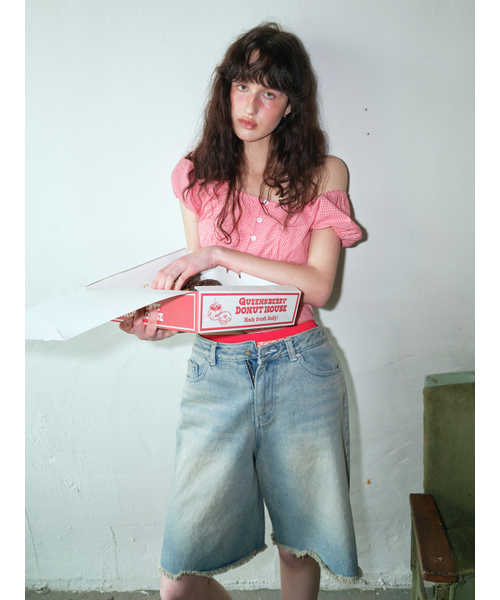 ETMON（エトモン）の「Check Shirring Blouse Red（シャツ/ブラウス・レディース・その他・S/M）」の2枚目の写真