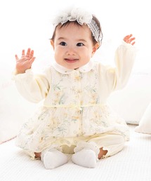 fillot de bebe reduction（フィヨデュベベルダクティオン）の「【お揃い】オーガンジー花柄プリントスカート付き長袖カバーオール（ロンパース）」
