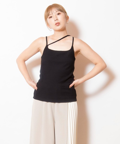 OSMOSIS(オズモーシス)の「アシンメトリーテレコキャミソール(キャミソール・レディース・ブラック/アイボリー/チャコール/ネイビー・ONE SIZE)」の2枚目の写真