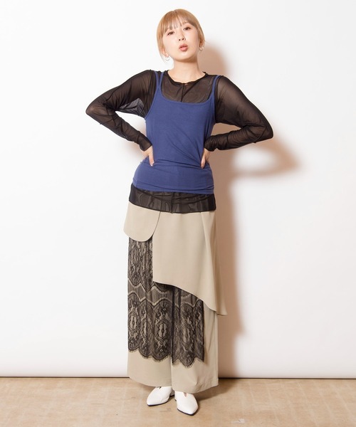 OSMOSIS(オズモーシス)の「アシンメトリーテレコキャミソール(キャミソール・レディース・ブラック/アイボリー/チャコール/ネイビー・ONE SIZE)」の5枚目の写真