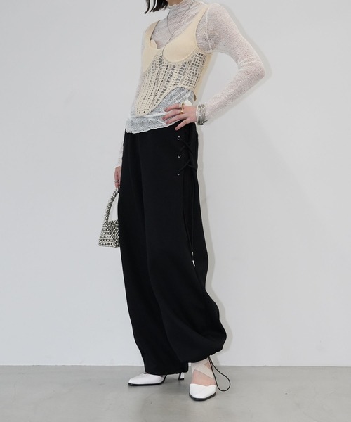 chuclla（チュクラ）の「レースアップスウェットワイドパンツ chw26s072（スウェットパンツ・レディース・グレー/ブラック・S/M）」の10枚目の写真