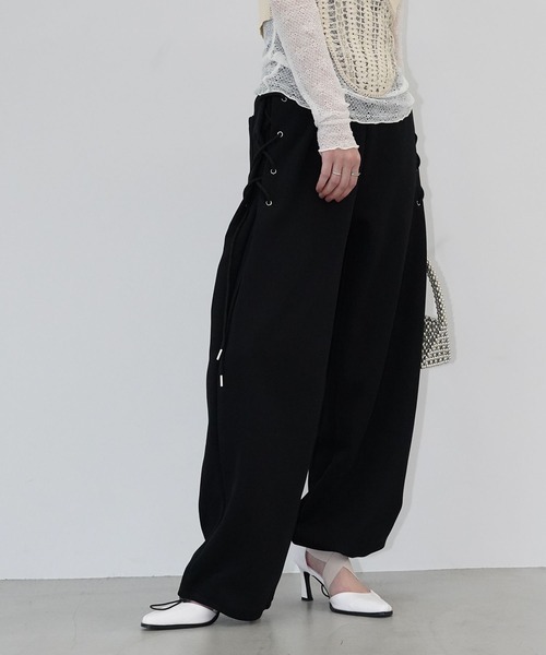 chuclla（チュクラ）の「レースアップスウェットワイドパンツ chw26s072（スウェットパンツ・レディース・グレー/ブラック・S/M）」の11枚目の写真