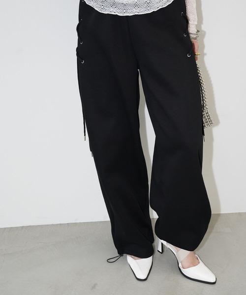 chuclla（チュクラ）の「レースアップスウェットワイドパンツ chw26s072（スウェットパンツ・レディース・グレー/ブラック・S/M）」の12枚目の写真