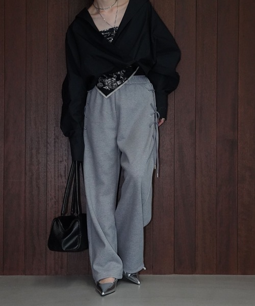 chuclla（チュクラ）の「レースアップスウェットワイドパンツ chw26s072（スウェットパンツ・レディース・グレー/ブラック・S/M）」の18枚目の写真