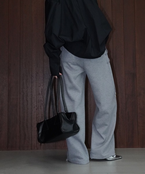 chuclla（チュクラ）の「レースアップスウェットワイドパンツ chw26s072（スウェットパンツ・レディース・グレー/ブラック・S/M）」の3枚目の写真