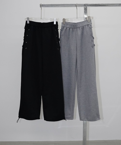 chuclla（チュクラ）の「レースアップスウェットワイドパンツ chw26s072（スウェットパンツ・レディース・グレー/ブラック・S/M）」の4枚目の写真