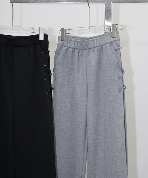 chuclla（チュクラ）の「レースアップスウェットワイドパンツ chw26s072（スウェットパンツ・レディース・グレー/ブラック・S/M）」の6枚目の写真