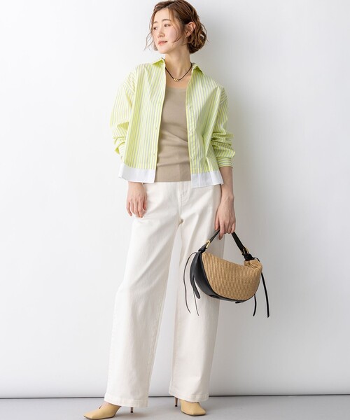 23区(ニジュウサンク)の「CANCLINI レギュラーカラー ストライプ クロップドシャツ(シャツ/ブラウス・レディース・イエロー系1/スカイブルー系1/ピンク系1・38)」の8枚目の写真