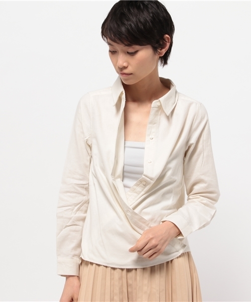 OUTLET(アウトレット)の「【CIAOPANIC TYPY】微起毛カシュクールシャツ(シャツ/ブラウス・レディース・オフホワイト/ストライプ・MEDIUM/SMALL)」の6枚目の写真