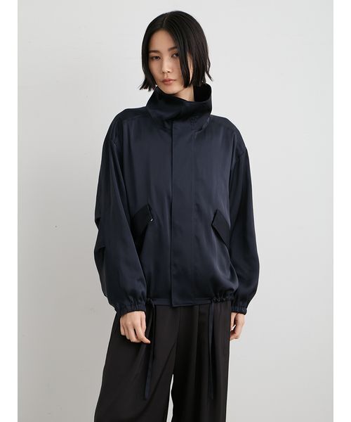 MIESROHE(ミースロエ)の「【接触冷感】サテンドロストブルゾン(ブルゾン・レディース・アイボリー/ダークネイビー/チェック・0/1)」の7枚目の写真