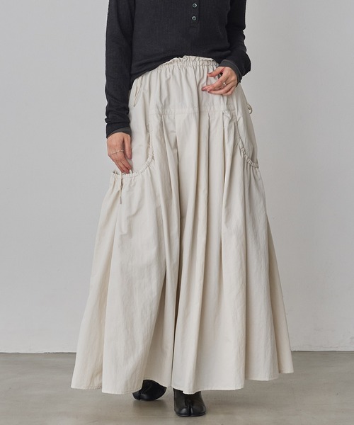 hunch（ハンチ）の「ナイロン デザインフレアスカート（スカート・レディース・セージグリーン/オフホワイト/ブラック・FREE）」の20枚目の写真