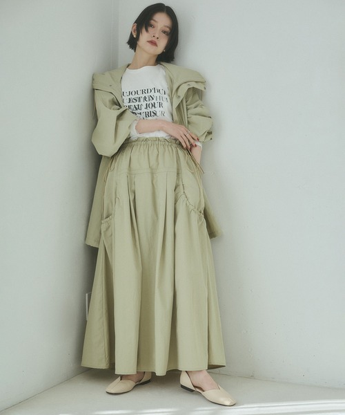 hunch（ハンチ）の「ナイロン デザインフレアスカート（スカート・レディース・セージグリーン/オフホワイト/ブラック・FREE）」の16枚目の写真