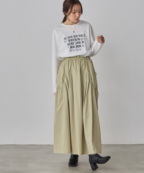 hunch（ハンチ）の「ナイロン デザインフレアスカート（スカート・レディース・セージグリーン/オフホワイト/ブラック・FREE）」の19枚目の写真