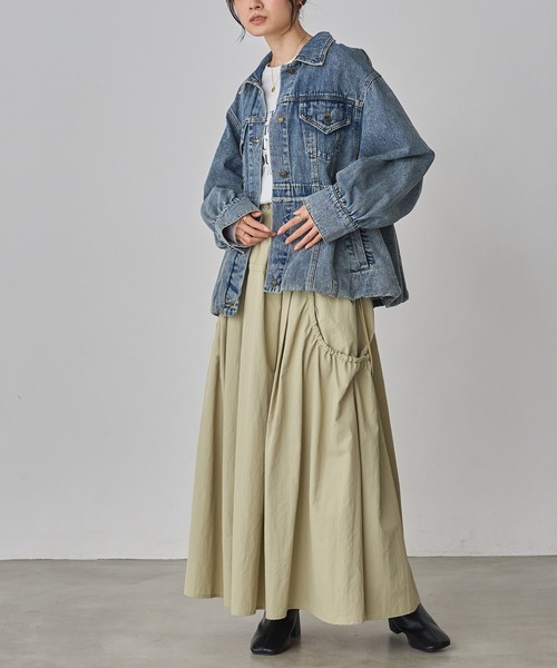 hunch（ハンチ）の「ナイロン デザインフレアスカート（スカート・レディース・セージグリーン/オフホワイト/ブラック・FREE）」の7枚目の写真