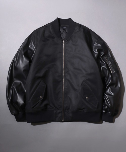 SITRY（シトリー）の「Various MA-1 Flight Jacket/オーバーサイズ 袖切替 MA-1 フライトジャケット ボマージャケット ブルゾン（MA-1・メンズ・ブラック/ブラック系その他/ブラック系その他2・L/M/LL）」の3枚目の写真