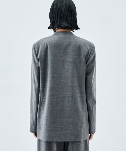 EDITION（エディション）の「Super140’sトロピカルウール ノーカラージャケット（ノーカラージャケット・レディース・チャコールグレー/ブラック・36/34）」の6枚目の写真