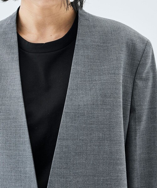 EDITION（エディション）の「Super140’sトロピカルウール ノーカラージャケット（ノーカラージャケット・レディース・チャコールグレー/ブラック・36/34）」の8枚目の写真