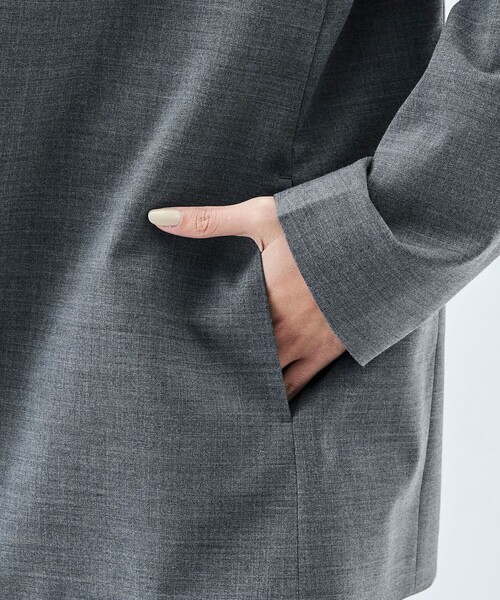 EDITION（エディション）の「Super140’sトロピカルウール ノーカラージャケット（ノーカラージャケット・レディース・チャコールグレー/ブラック・36/34）」の11枚目の写真