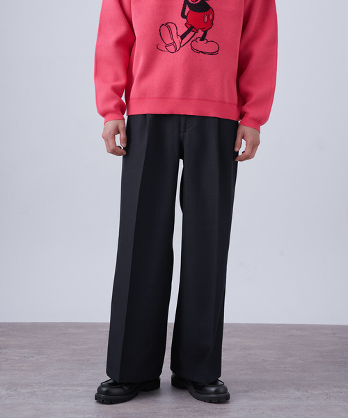 B.C STOCK（ベーセーストック）の「ワイドレッグスラックス（スラックス・メンズ・ネイビー/ベージュ/チャコールグレー・LARGE/MEDIUM）」の2枚目の写真