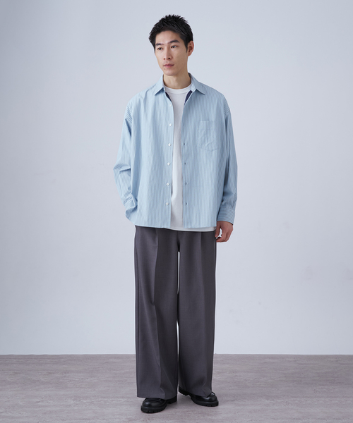 B.C STOCK（ベーセーストック）の「ワイドレッグスラックス（スラックス・メンズ・ネイビー/ベージュ/チャコールグレー・LARGE/MEDIUM）」の4枚目の写真