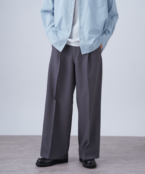 B.C STOCK（ベーセーストック）の「ワイドレッグスラックス（スラックス・メンズ・ネイビー/ベージュ/チャコールグレー・LARGE/MEDIUM）」の5枚目の写真