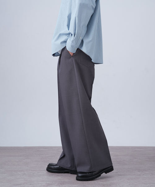 B.C STOCK（ベーセーストック）の「ワイドレッグスラックス（スラックス・メンズ・ネイビー/ベージュ/チャコールグレー・LARGE/MEDIUM）」の6枚目の写真