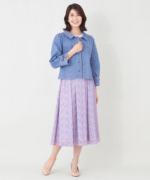 TO BE CHIC(トゥー ビー シック)の「エアリージャカードフレア スカート(スカート・レディース・ライトブルー・40)」の3枚目の写真
