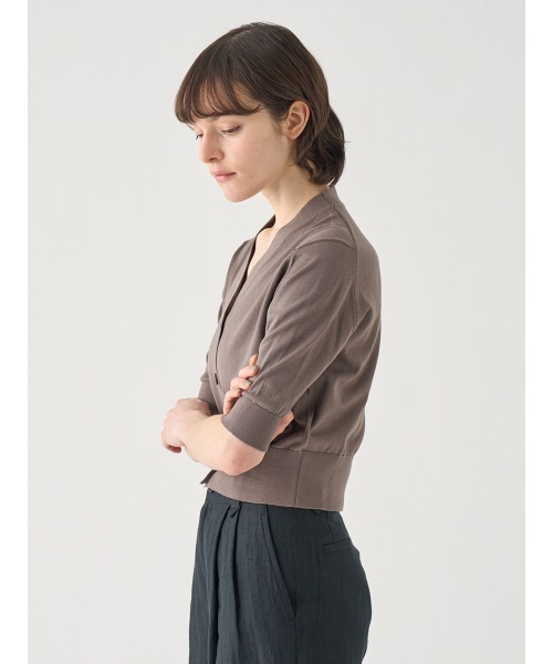 JOHN SMEDLEY(ジョンスメドレー)の「Vネック5分袖クロップドコットンニットカーディガン(カーディガン/ボレロ・レディース・ベージュ系5・M/S)」の6枚目の写真