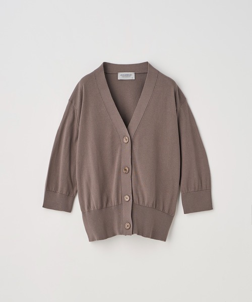 JOHN SMEDLEY(ジョンスメドレー)の「Vネック5分袖クロップドコットンニットカーディガン(カーディガン/ボレロ・レディース・ベージュ系5・M/S)」の2枚目の写真