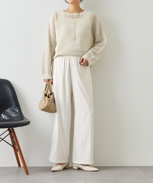 Jena espace merveilleux（ジェナ　エスパスメルヴェイユ）の「【抜け感ニット】メッシュスパンコールニット（ニット/セーター・レディース・ネイビー/アイボリー/ライトグレー・FREE）」の4枚目の写真