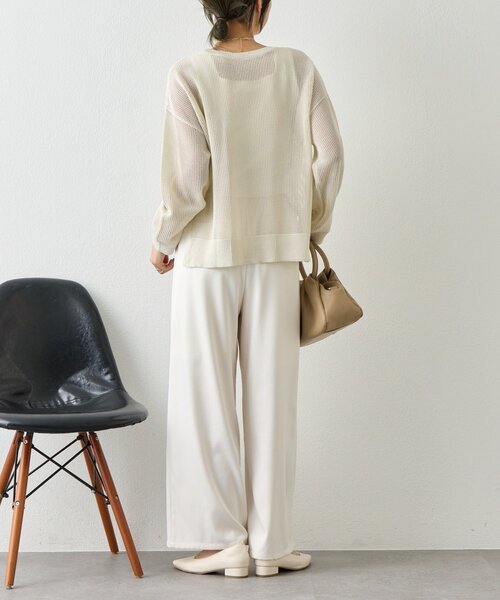 Jena espace merveilleux（ジェナ　エスパスメルヴェイユ）の「【抜け感ニット】メッシュスパンコールニット（ニット/セーター・レディース・ネイビー/アイボリー/ライトグレー・FREE）」の7枚目の写真