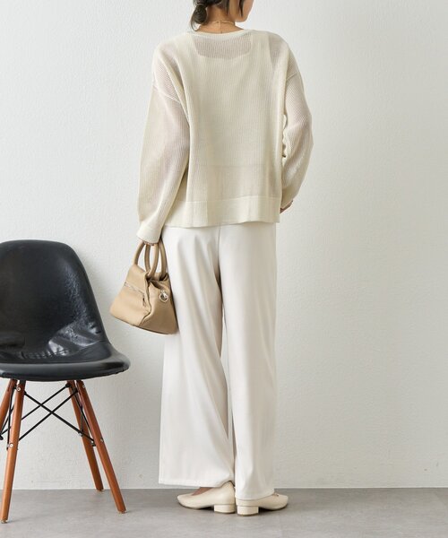 Jena espace merveilleux（ジェナ　エスパスメルヴェイユ）の「【抜け感ニット】メッシュスパンコールニット（ニット/セーター・レディース・ネイビー/アイボリー/ライトグレー・FREE）」の8枚目の写真