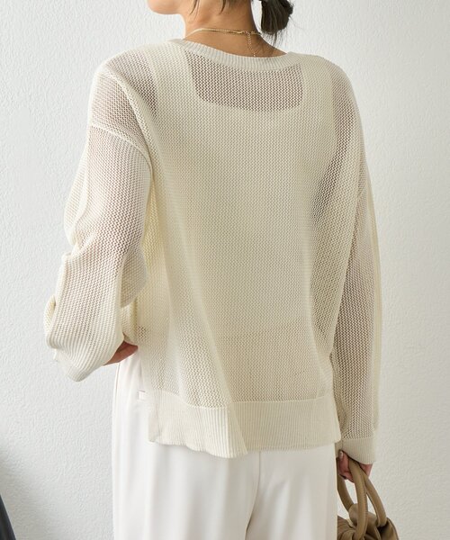 Jena espace merveilleux（ジェナ　エスパスメルヴェイユ）の「【抜け感ニット】メッシュスパンコールニット（ニット/セーター・レディース・ネイビー/アイボリー/ライトグレー・FREE）」の13枚目の写真