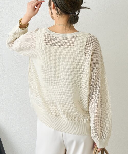 Jena espace merveilleux（ジェナ　エスパスメルヴェイユ）の「【抜け感ニット】メッシュスパンコールニット（ニット/セーター・レディース・ネイビー/アイボリー/ライトグレー・FREE）」の14枚目の写真