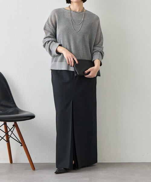 Jena espace merveilleux（ジェナ　エスパスメルヴェイユ）の「【抜け感ニット】メッシュスパンコールニット（ニット/セーター・レディース・ネイビー/アイボリー/ライトグレー・FREE）」の16枚目の写真