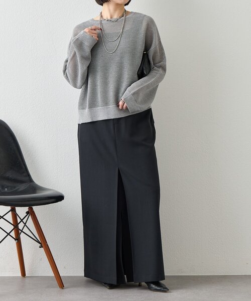 Jena espace merveilleux（ジェナ　エスパスメルヴェイユ）の「【抜け感ニット】メッシュスパンコールニット（ニット/セーター・レディース・ネイビー/アイボリー/ライトグレー・FREE）」の17枚目の写真