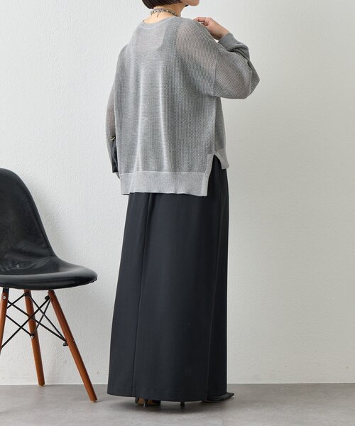 Jena espace merveilleux（ジェナ　エスパスメルヴェイユ）の「【抜け感ニット】メッシュスパンコールニット（ニット/セーター・レディース・ネイビー/アイボリー/ライトグレー・FREE）」の19枚目の写真