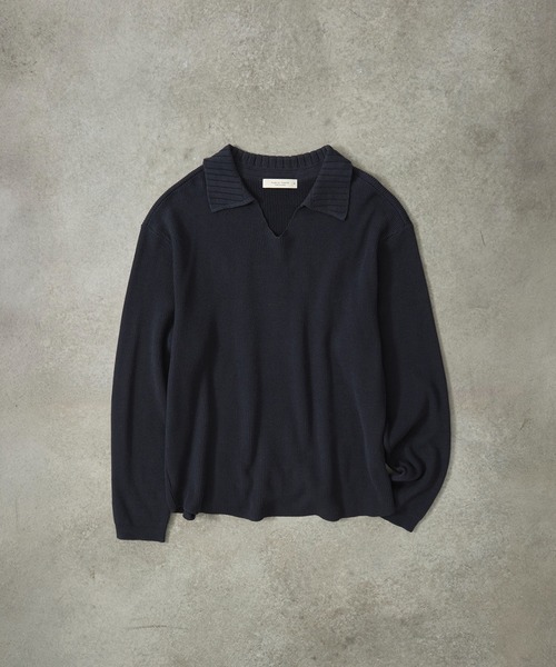 PUBLIC TOKYO(パブリックトウキョウ)の「アゼニットスキッパーポロ /ウォッシャブル/ニット/セーター(ニット/セーター・メンズ・ミント/ダークグレー・2/1)」の1枚目の写真