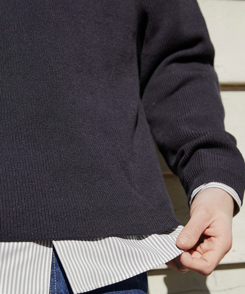 PUBLIC TOKYO(パブリックトウキョウ)の「アゼニットスキッパーポロ /ウォッシャブル/ニット/セーター(ニット/セーター・メンズ・ミント/ダークグレー・2/1)」の6枚目の写真