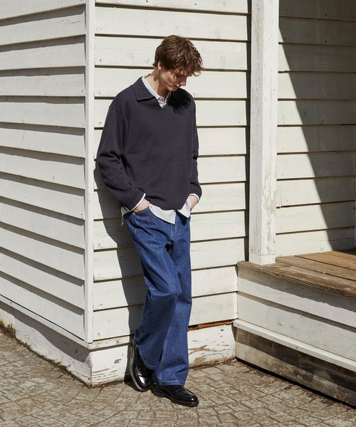 PUBLIC TOKYO(パブリックトウキョウ)の「アゼニットスキッパーポロ /ウォッシャブル/ニット/セーター(ニット/セーター・メンズ・ミント/ダークグレー・2/1)」の8枚目の写真