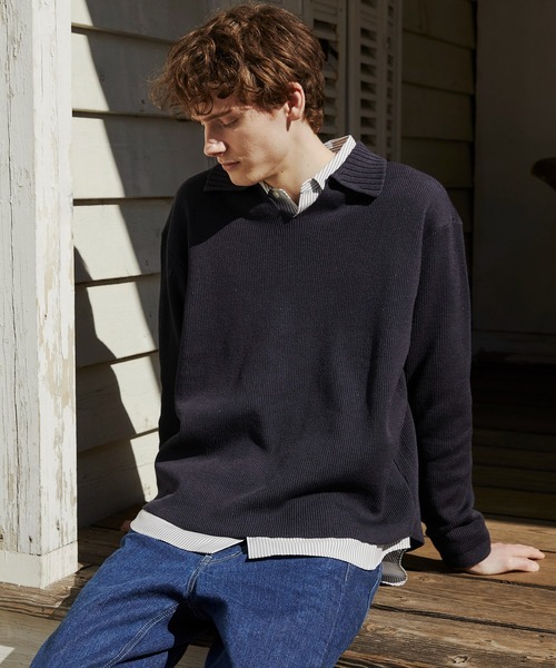 PUBLIC TOKYO(パブリックトウキョウ)の「アゼニットスキッパーポロ /ウォッシャブル/ニット/セーター(ニット/セーター・メンズ・ミント/ダークグレー・2/1)」の4枚目の写真