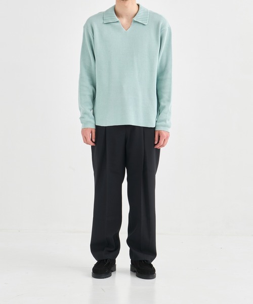 PUBLIC TOKYO(パブリックトウキョウ)の「アゼニットスキッパーポロ /ウォッシャブル/ニット/セーター(ニット/セーター・メンズ・ミント/ダークグレー・2/1)」の15枚目の写真