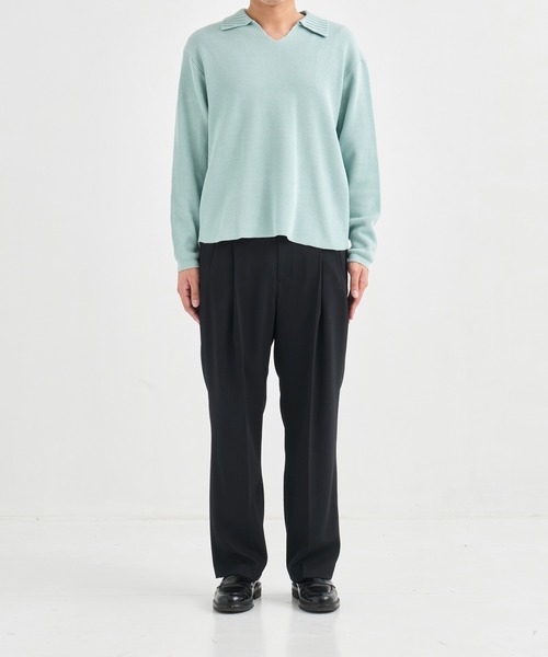 PUBLIC TOKYO(パブリックトウキョウ)の「アゼニットスキッパーポロ /ウォッシャブル/ニット/セーター(ニット/セーター・メンズ・ミント/ダークグレー・2/1)」の16枚目の写真