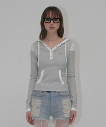 HALF BUTTON HOODIE [GRAY]