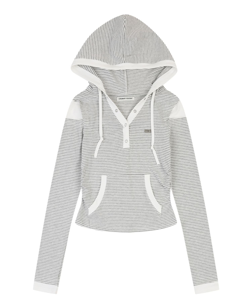 ORDINARY HOLIDAY（オーディナリー ホリデー）の「HALF BUTTON HOODIE [GRAY]（パーカー・レディース・その他・FREE）」の2枚目の写真