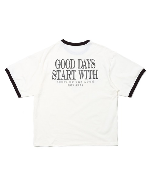FRUIT OF THE LOOM(フルーツオブザルーム)の「【FRUIT OF THE LOOM】19/-スラブ天竺Tシャツ2 / フルーツオブザルーム 半袖 メッセージTシャツ(Tシャツ/カットソー・メンズ・アイボリー/ホワイト/チャコールグレー・S/M/L)」の4枚目の写真