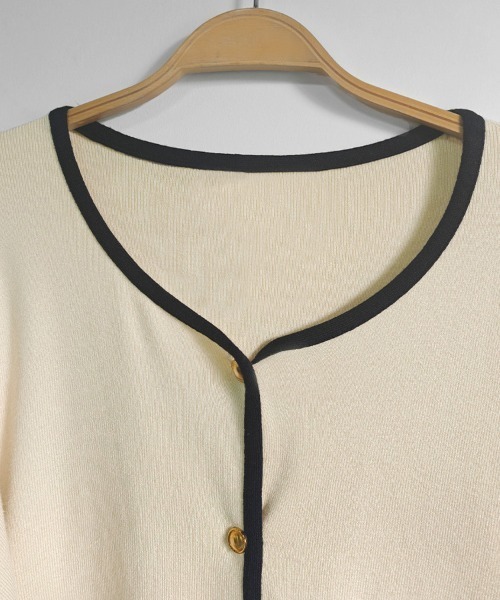 ONEP STAR(ワンピスター)の「配色トリムカーディガン(カーディガン/ボレロ・レディース・ブラック/ベージュ・FREE)」の13枚目の写真