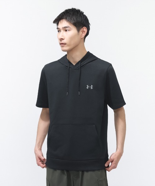 UNDER ARMOUR（アンダーアーマー）の「アンダーアーマー  UAライバル ライトウエイト テリー ショートスリーブ フーディー（パーカー・メンズ・ブラック/グレー・LL/M/S/3L/L）」の2枚目の写真