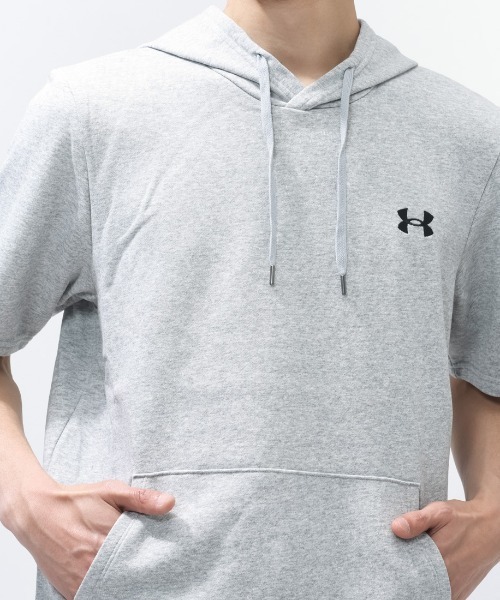 UNDER ARMOUR（アンダーアーマー）の「アンダーアーマー  UAライバル ライトウエイト テリー ショートスリーブ フーディー（パーカー・メンズ・ブラック/グレー・LL/M/S/3L/L）」の7枚目の写真