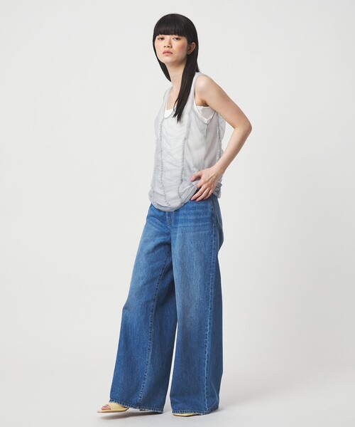 EMMEL REFINES(エメルリファインズ)の「<EMMEL REFINES>EM フリルギャザー チュールレイヤー ノースリーブ(Tシャツ/カットソー・レディース・ライトグレー/クリーム・FREE)」の8枚目の写真